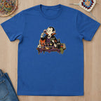 T-shirt bleu roi présenté à plat