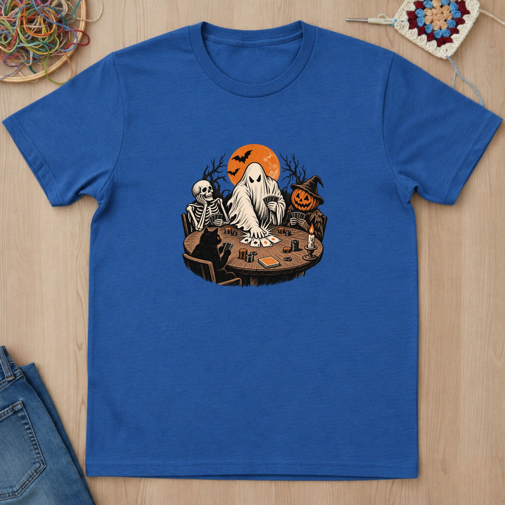 T-shirt bleu roi présenté à plat