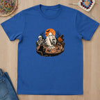 T-shirt bleu roi présenté à plat