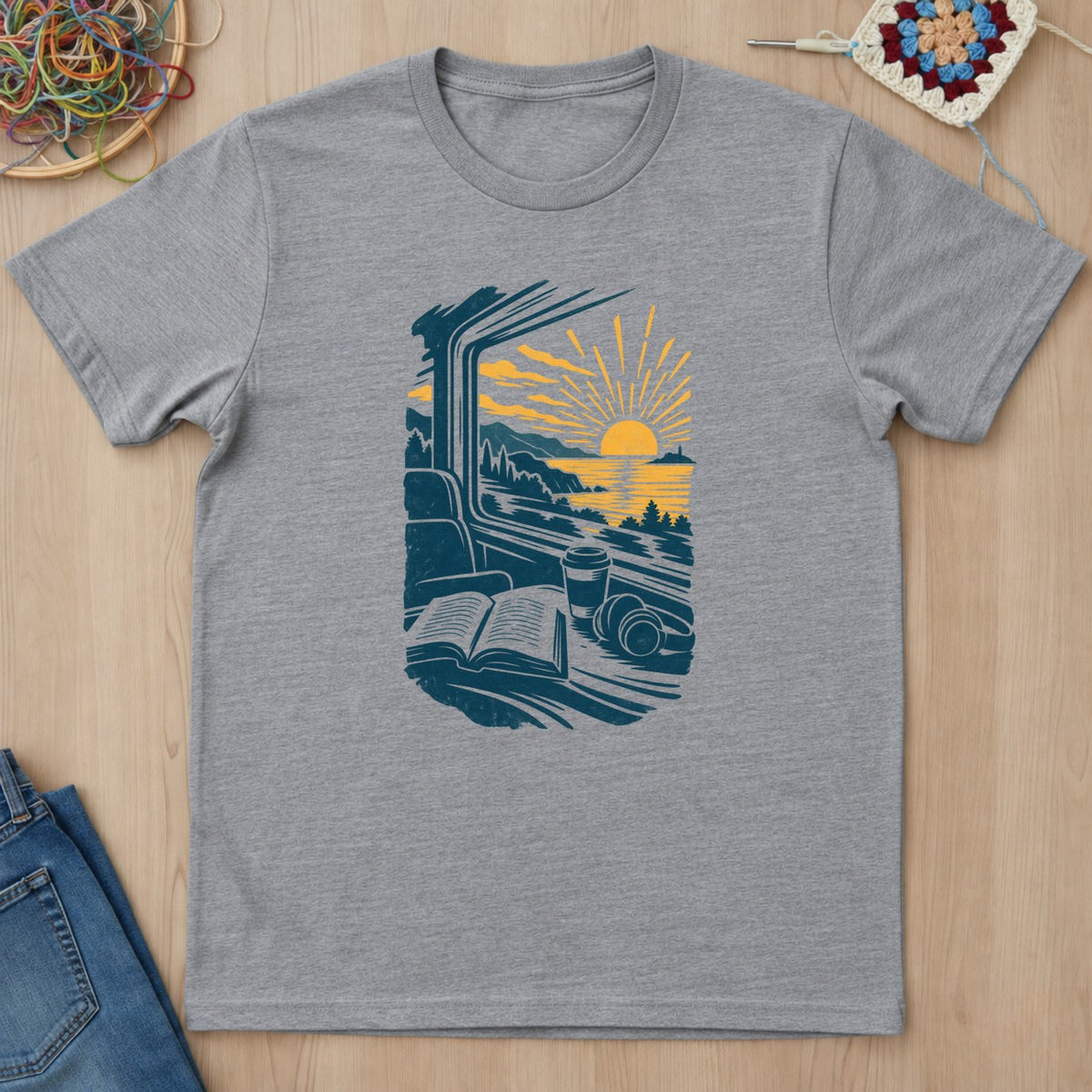 T-shirt gris sport présenté à plat