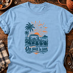 T-shirt On suit le son festival de plage, coloris bleu clair
