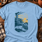 T-shirt Voyage en train et lecture, coloris bleu clair