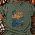 T-shirt Coucher de soleil au vin, coloris vert militaire
