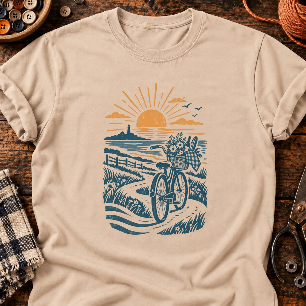 T-shirt Vélo de pique-nique au bord de mer, coloris naturel