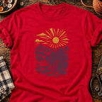 T-shirt Panier de vendanges en linogravure, coloris rouge