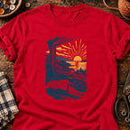 T-shirt Voyage en train et lecture, coloris rouge