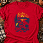 T-shirt Repos de vélo au bord du lac, coloris rouge