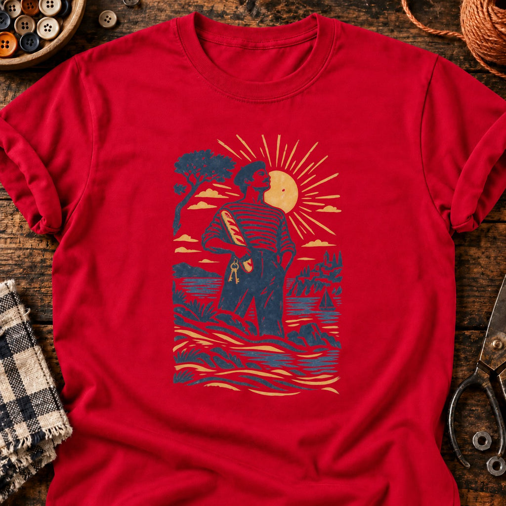 T-shirt Bien armé linocut, coloris rouge