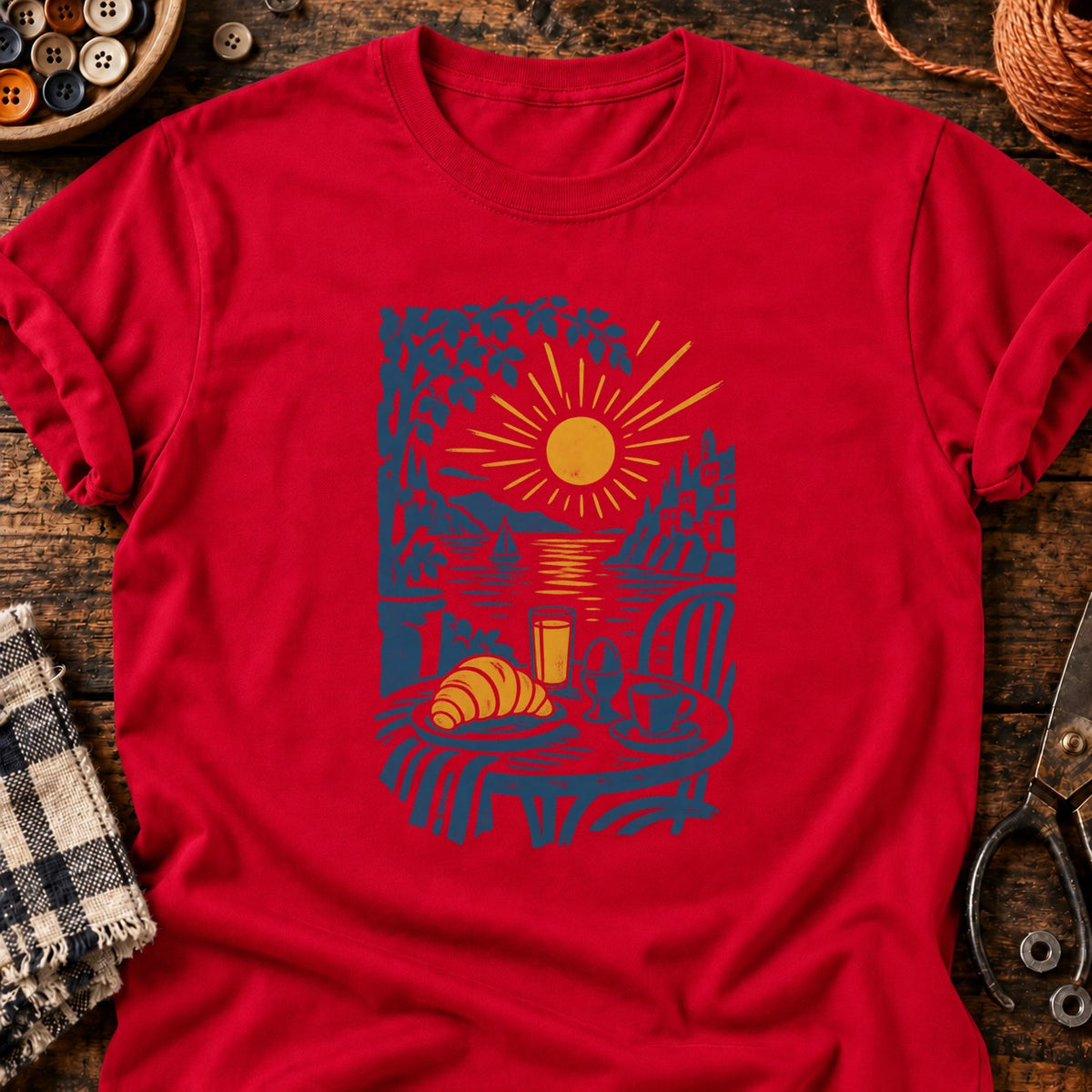 T-shirt Petit-déjeuner au bord de mer, coloris rouge