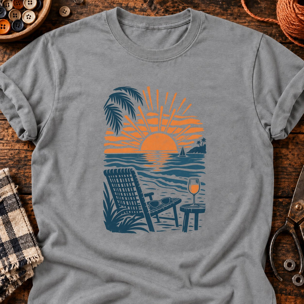 T-shirt Coucher de soleil au vin, coloris gris sport