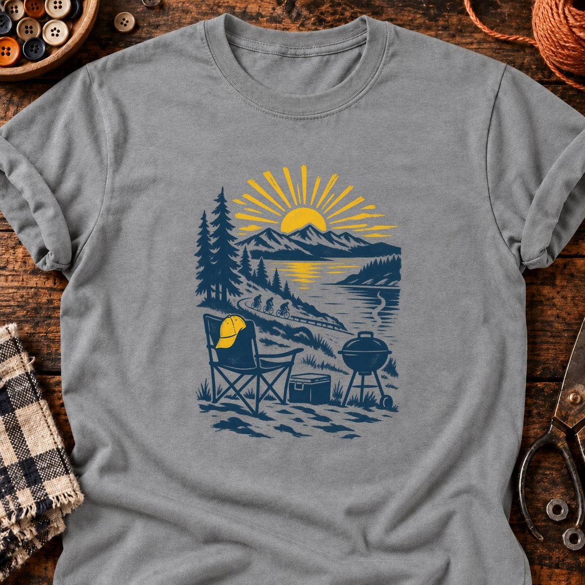T-shirt Repos de vélo au bord du lac, coloris gris sport