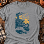 T-shirt Voyage en train et lecture, coloris gris sport