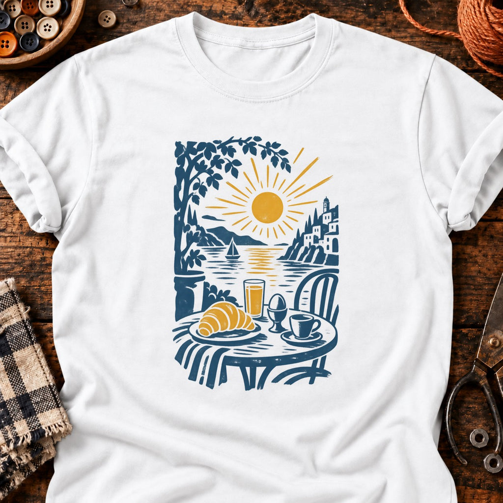 T-shirt Petit-déjeuner au bord de mer, coloris blanc