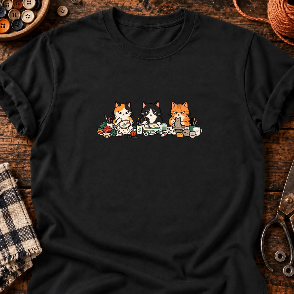 Chats artistes sérieux — T-shirt noir