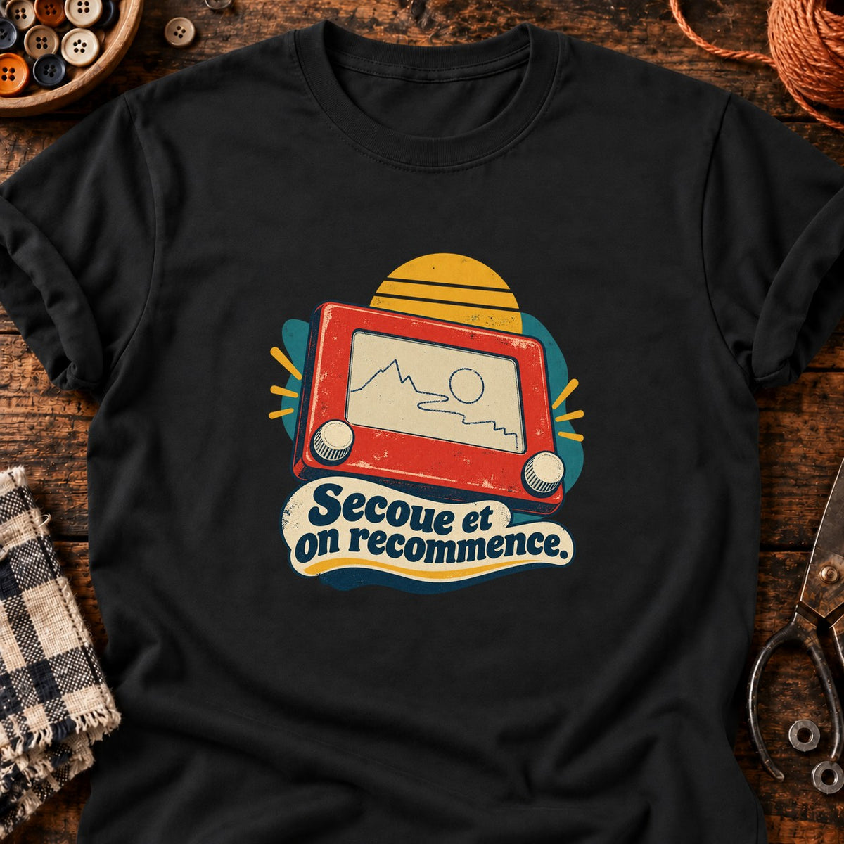 Jeu de dessin mécanique rétro — T-shirt noir