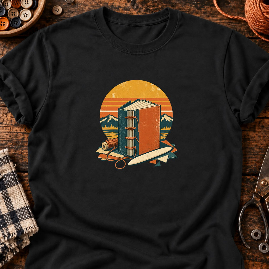 T-shirt Reliure artisanale et carnet cousu, coloris noir