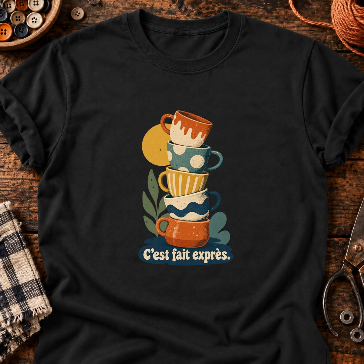 Tour de tasses décalées C’est fait exprès. — T-shirt noir