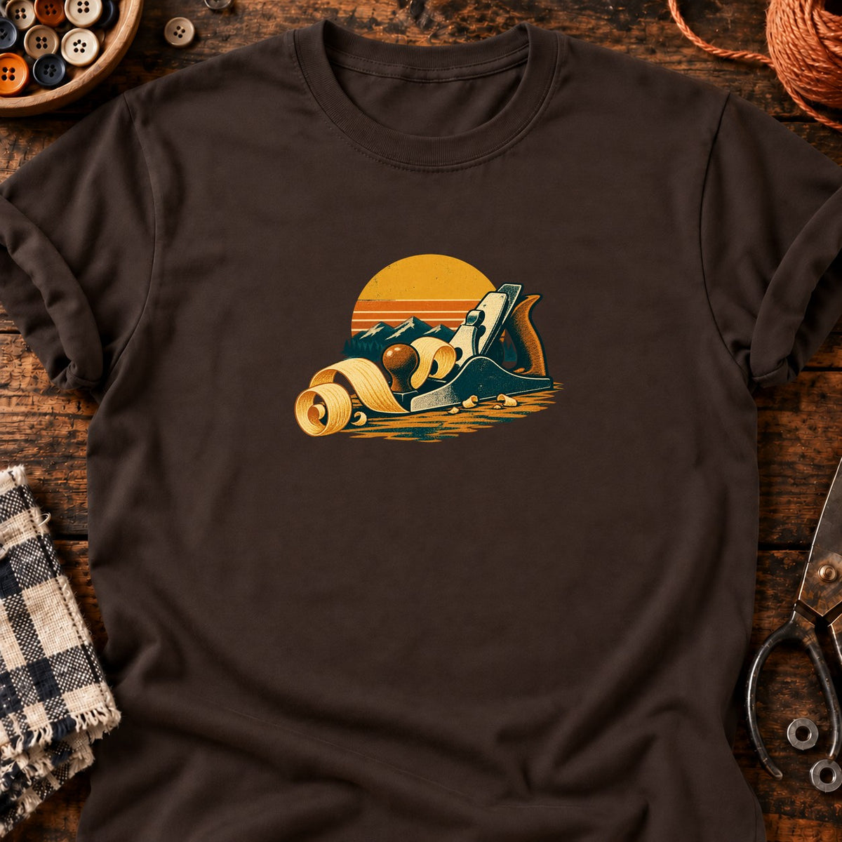 T-shirt Rabot à main et copeaux en, coloris chocolat foncé