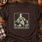 Mes aiguilles. Mes règles. Femme tricotant — T-shirt chocolat