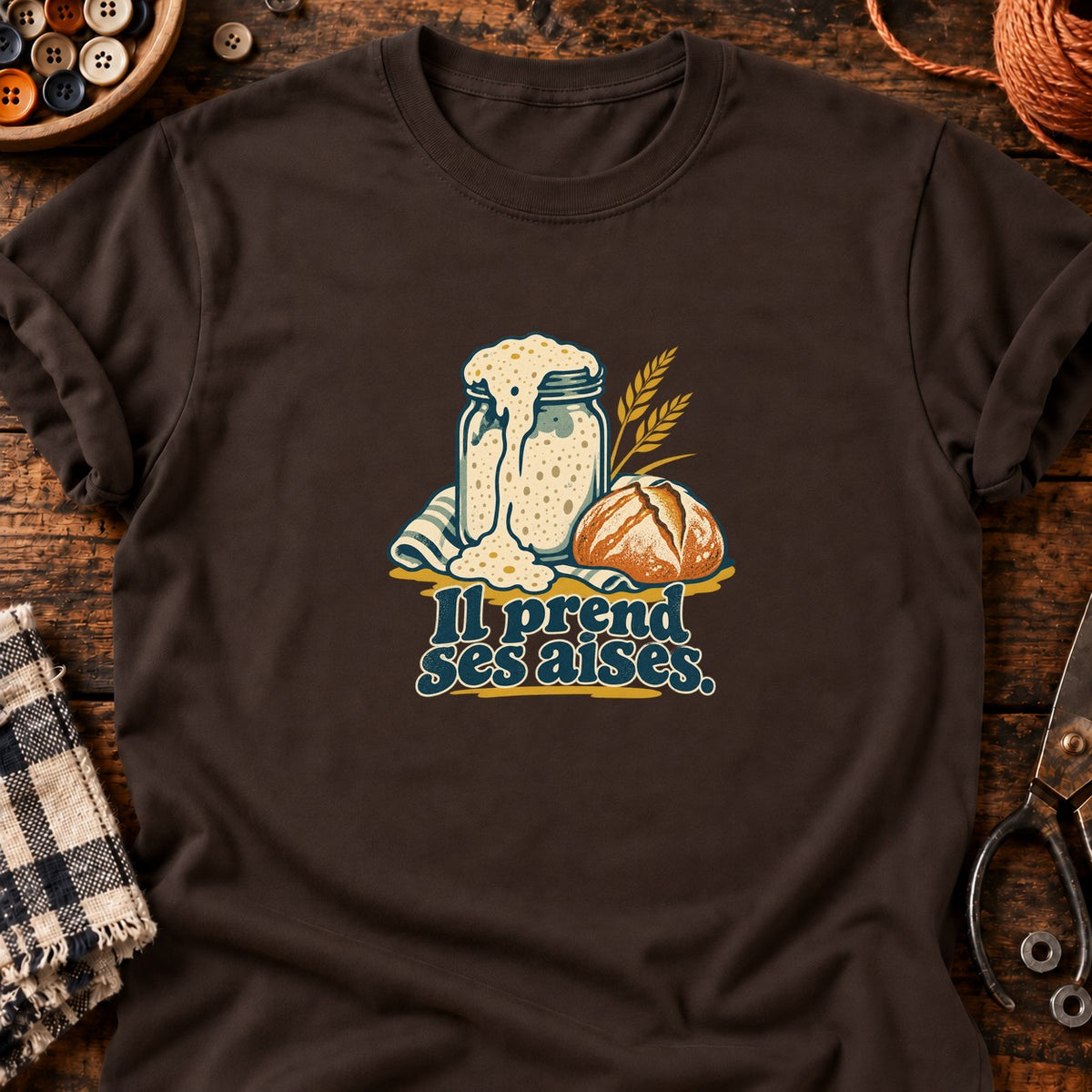 Levain débordant et pain rustique — T-shirt chocolat