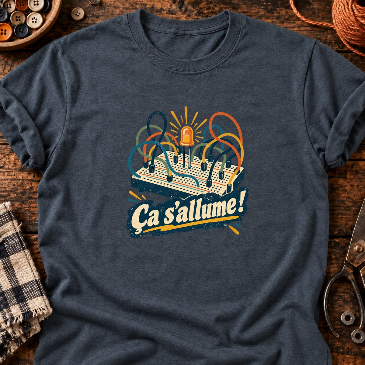 Plaque d’essai et LED — Ça s’allume ! — T-shirt gris anthracite chiné