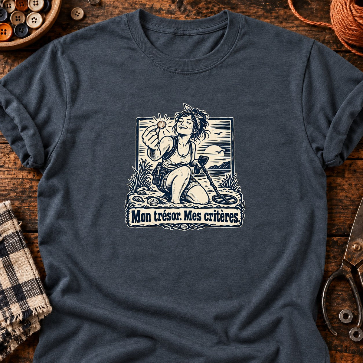 Chasseuse de trésors Mon trésor. Mes critères. — T-shirt gris anthracite chiné