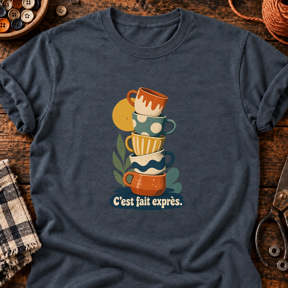 Tour de tasses décalées C’est fait exprès. — T-shirt gris anthracite chiné