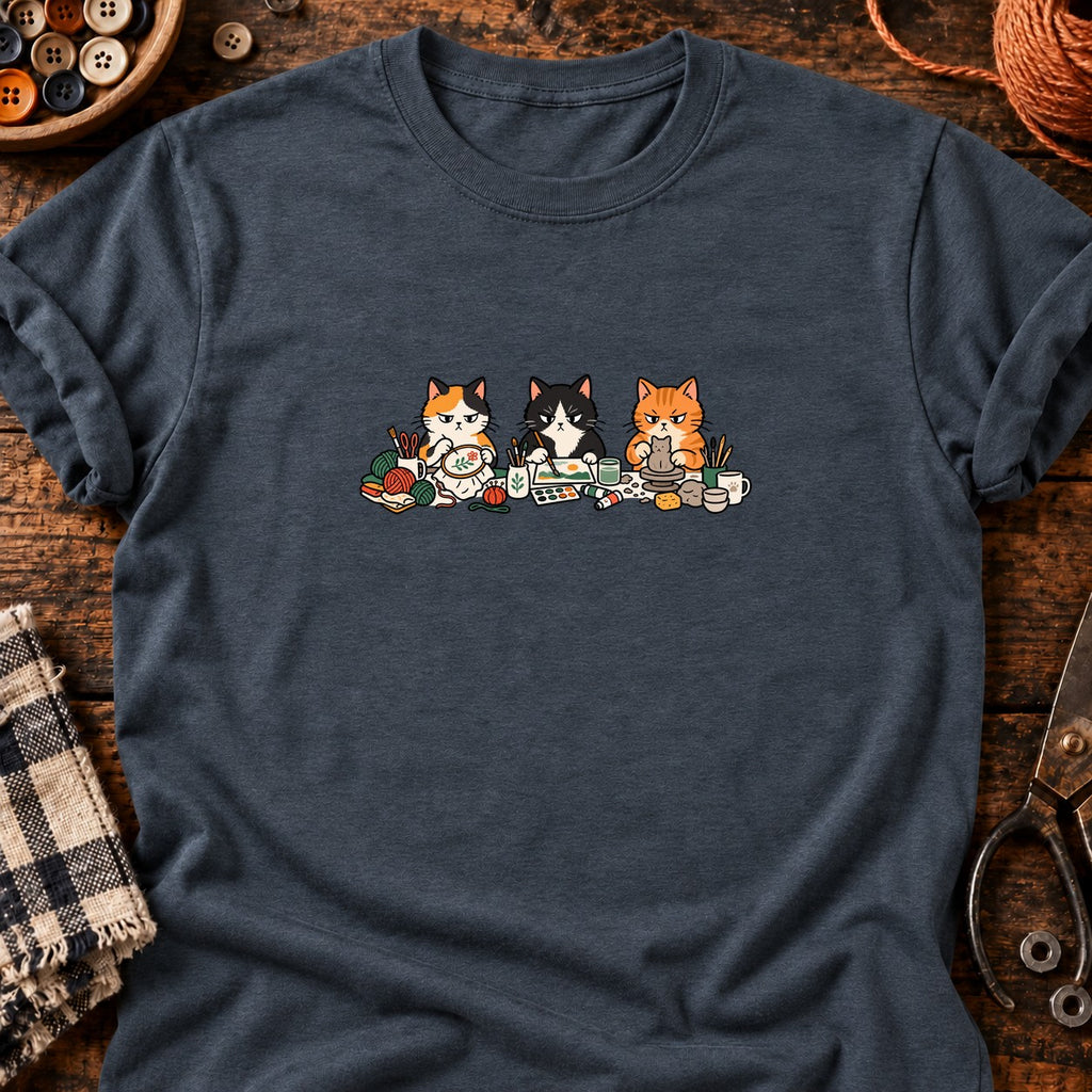 Chats artistes sérieux — T-shirt gris anthracite chiné