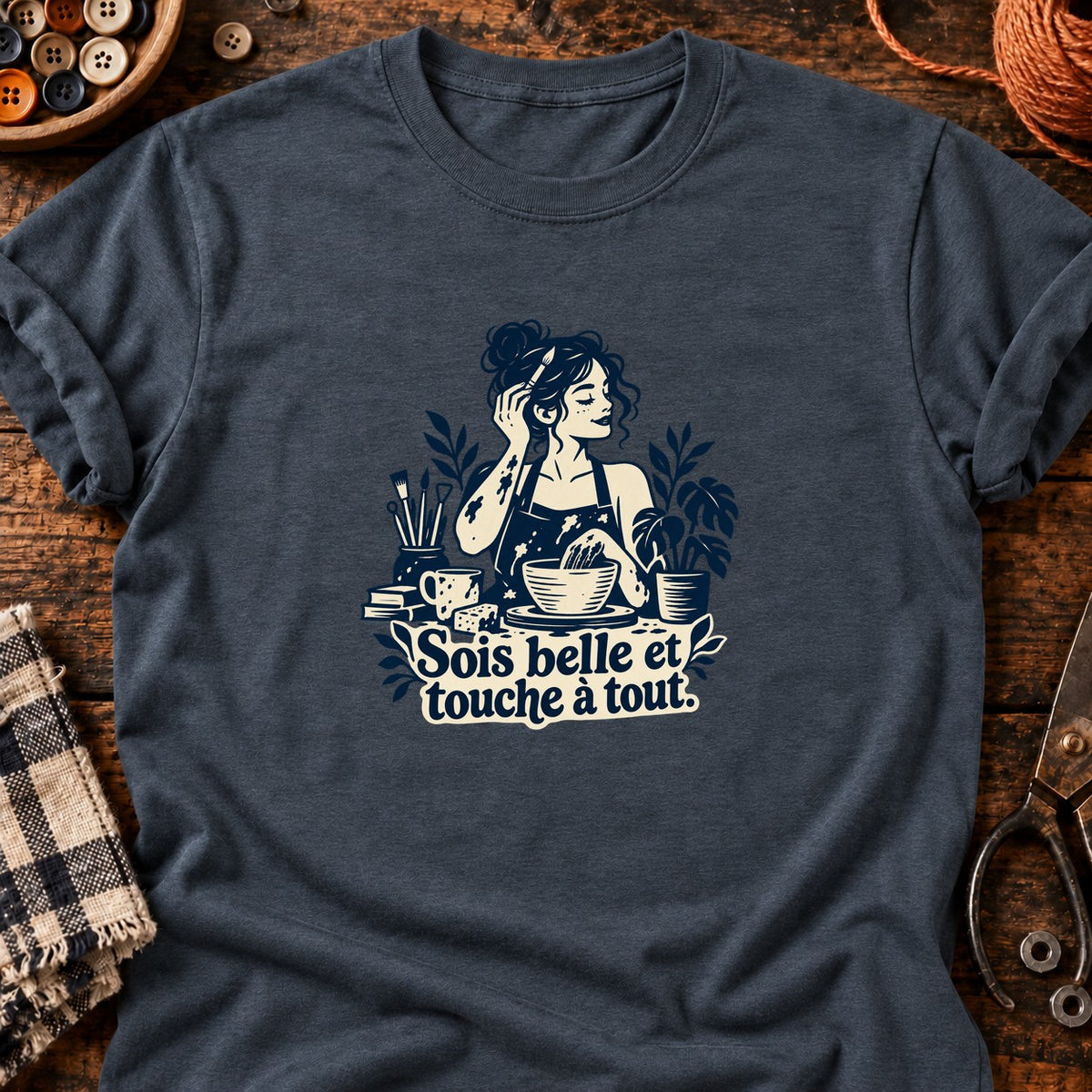 Sois belle et touche à tout — T-shirt gris anthracite chiné