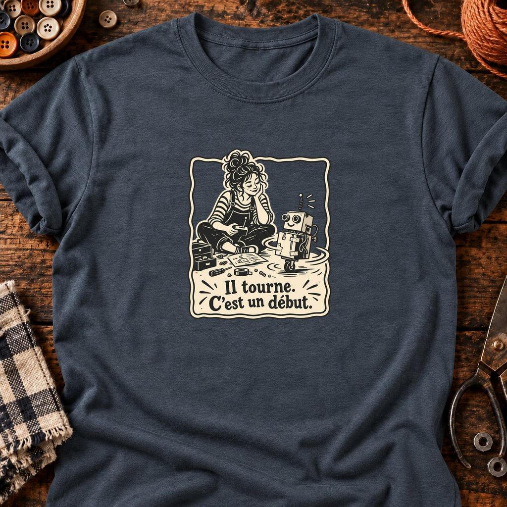 Robot qui tourne en rond — T-shirt gris anthracite chiné