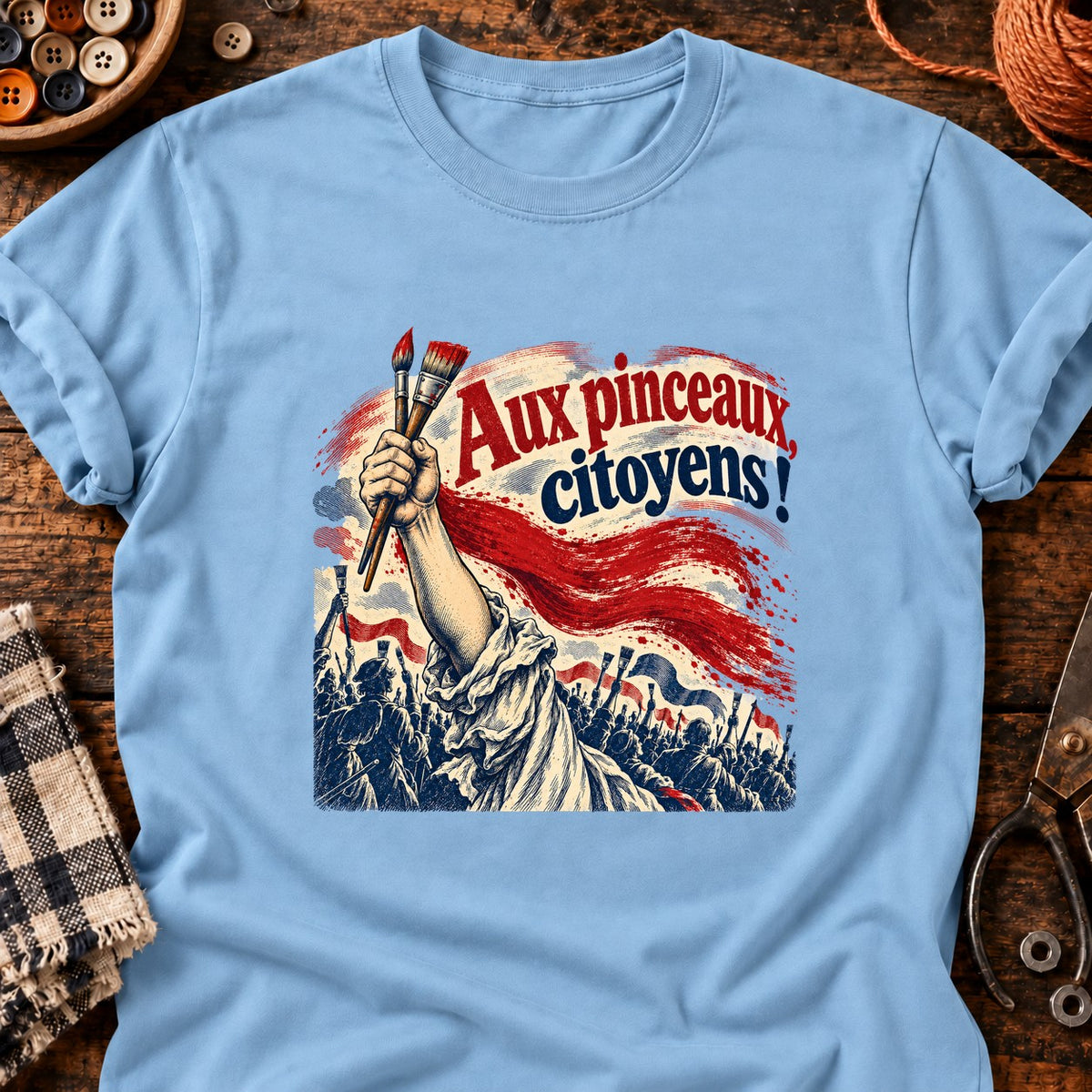Aux pinceaux citoyens — T-shirt bleu clair