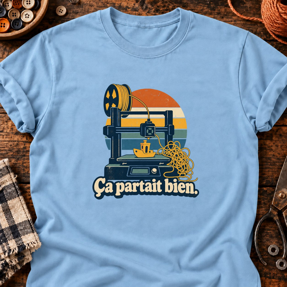 Imprimante 3D et benchy — T-shirt bleu clair