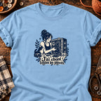 Montage PC et chat complice — T-shirt bleu clair