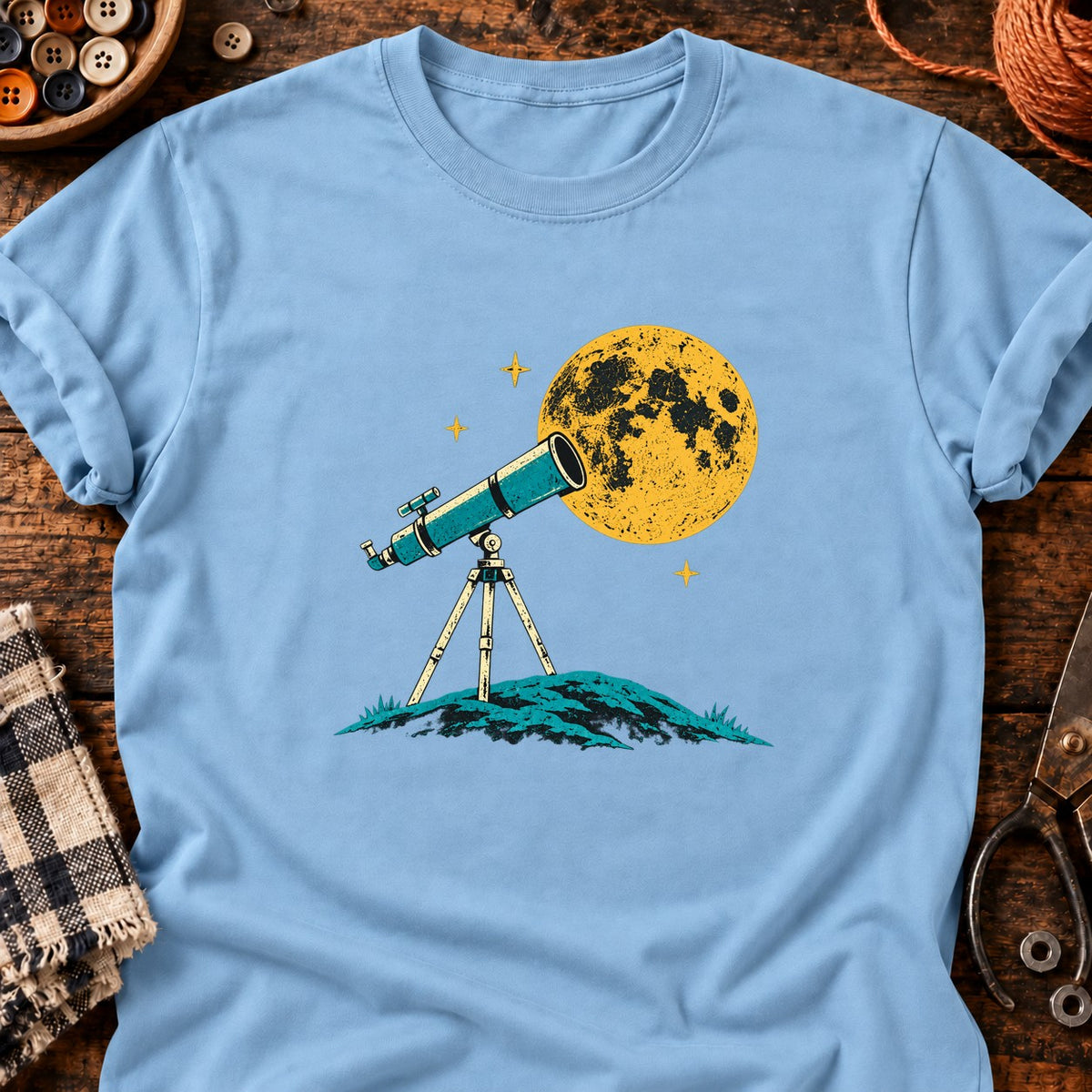 Sous les étoiles — T-shirt bleu clair