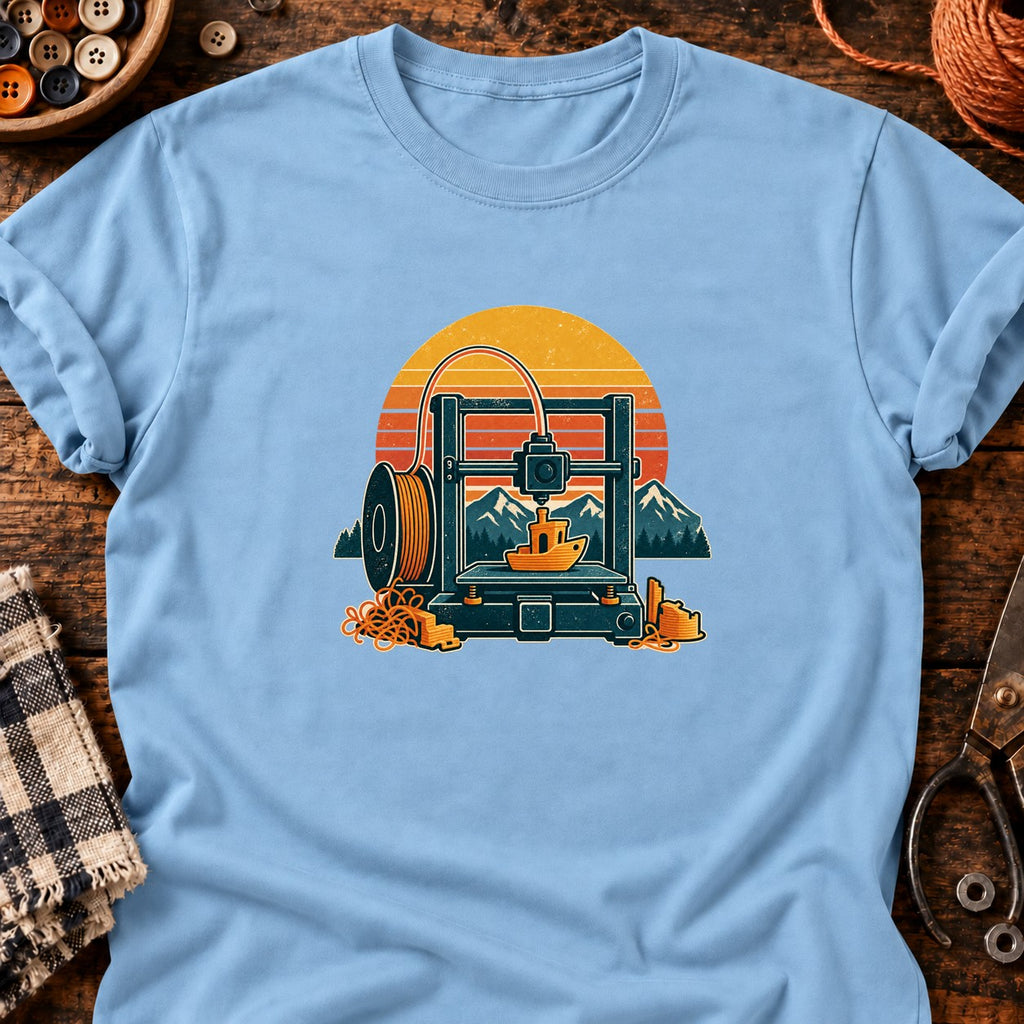 T-shirt Imprimante 3D et bateau de calibration, coloris bleu clair