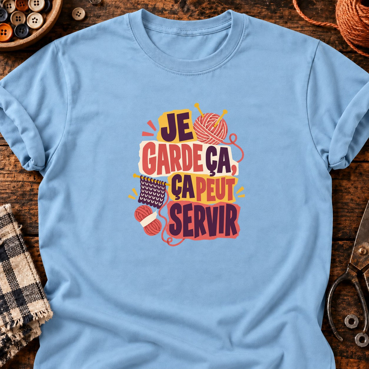 Ça peut servir - Tricot — T-shirt bleu clair