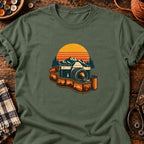 T-shirt Appareil photo vintage et pellicule, coloris vert militaire