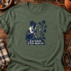 Soudeuse et sculpture bancale — T-shirt vert militaire