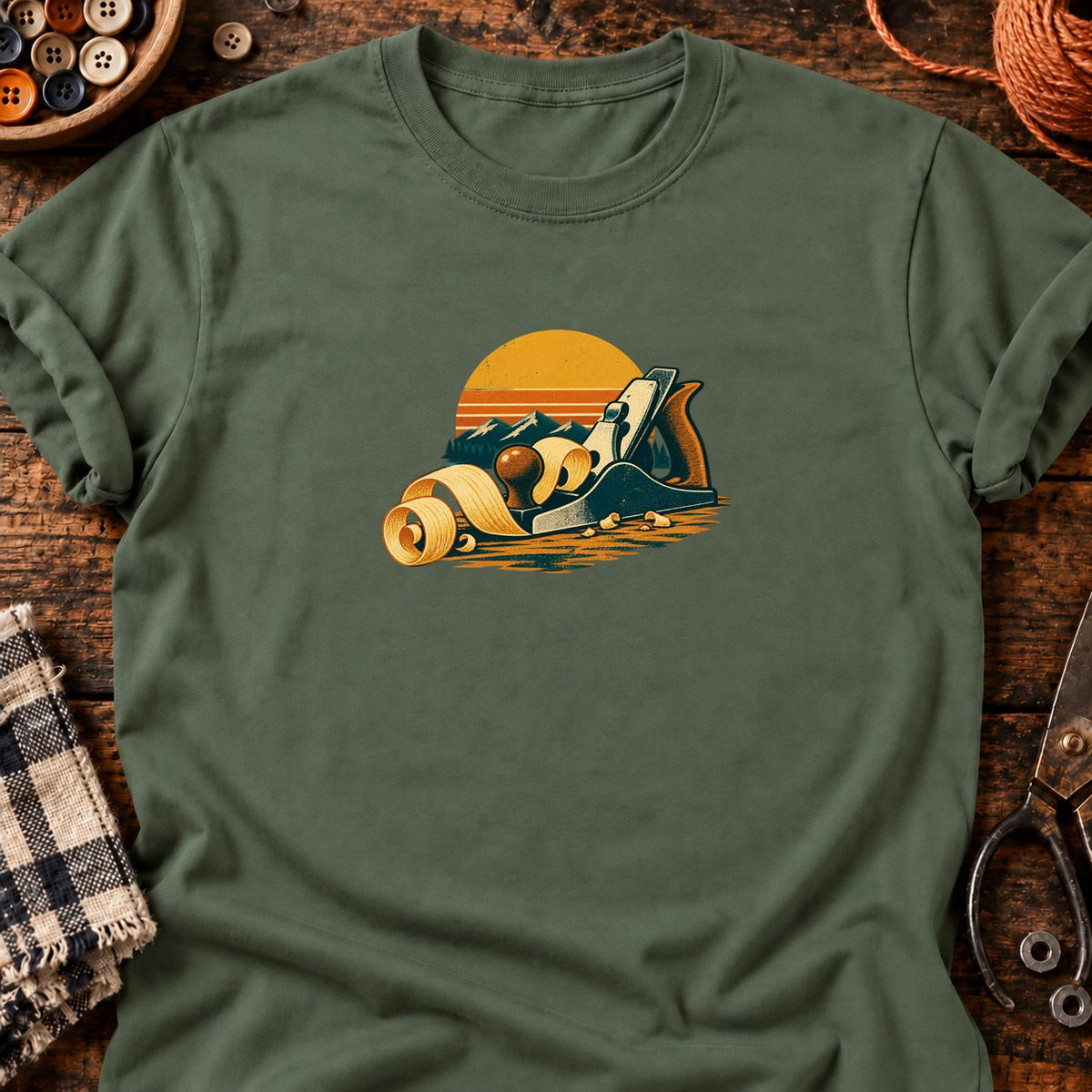 T-shirt Rabot à main et copeaux en, coloris vert militaire