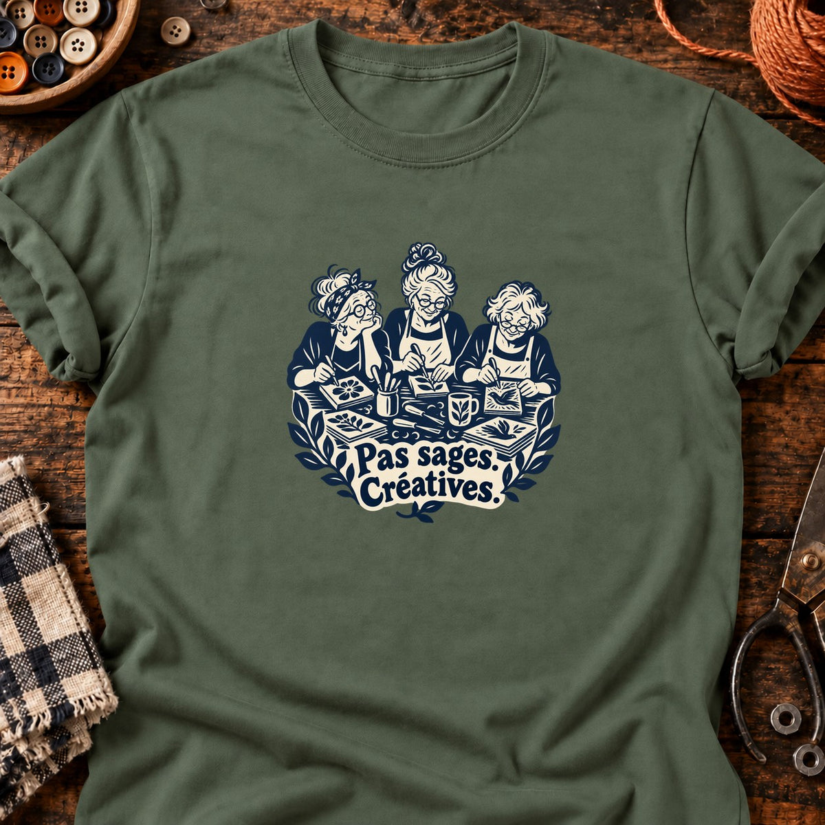 Pas sages. Créatives. — T-shirt vert militaire