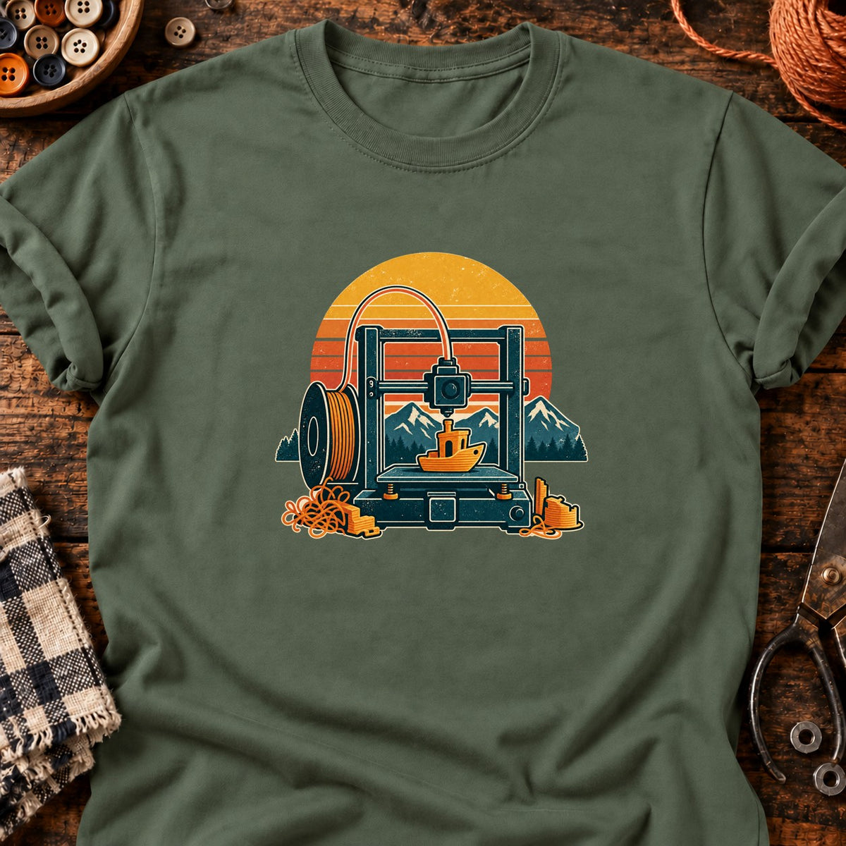 Imprimante 3D et bateau de calibration T-Shirt — T-shirt Military Green