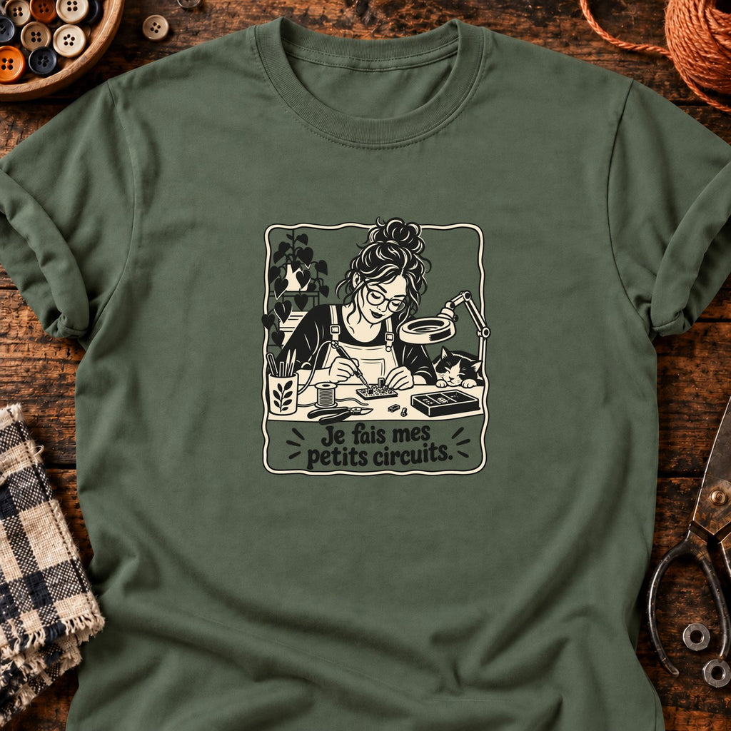 Je fais mes petits circuits. — T-shirt vert militaire