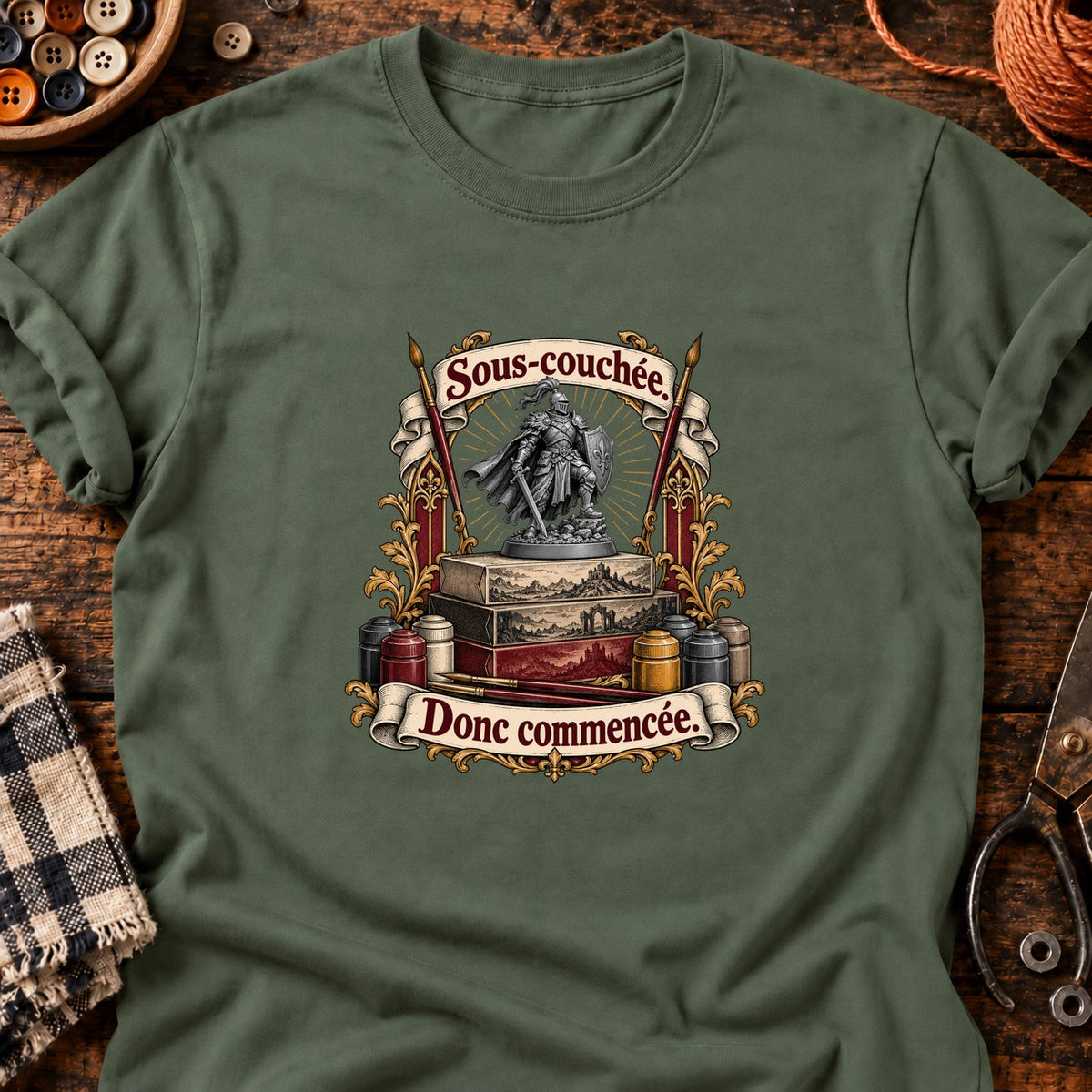 Sous-couchée — T-shirt vert militaire