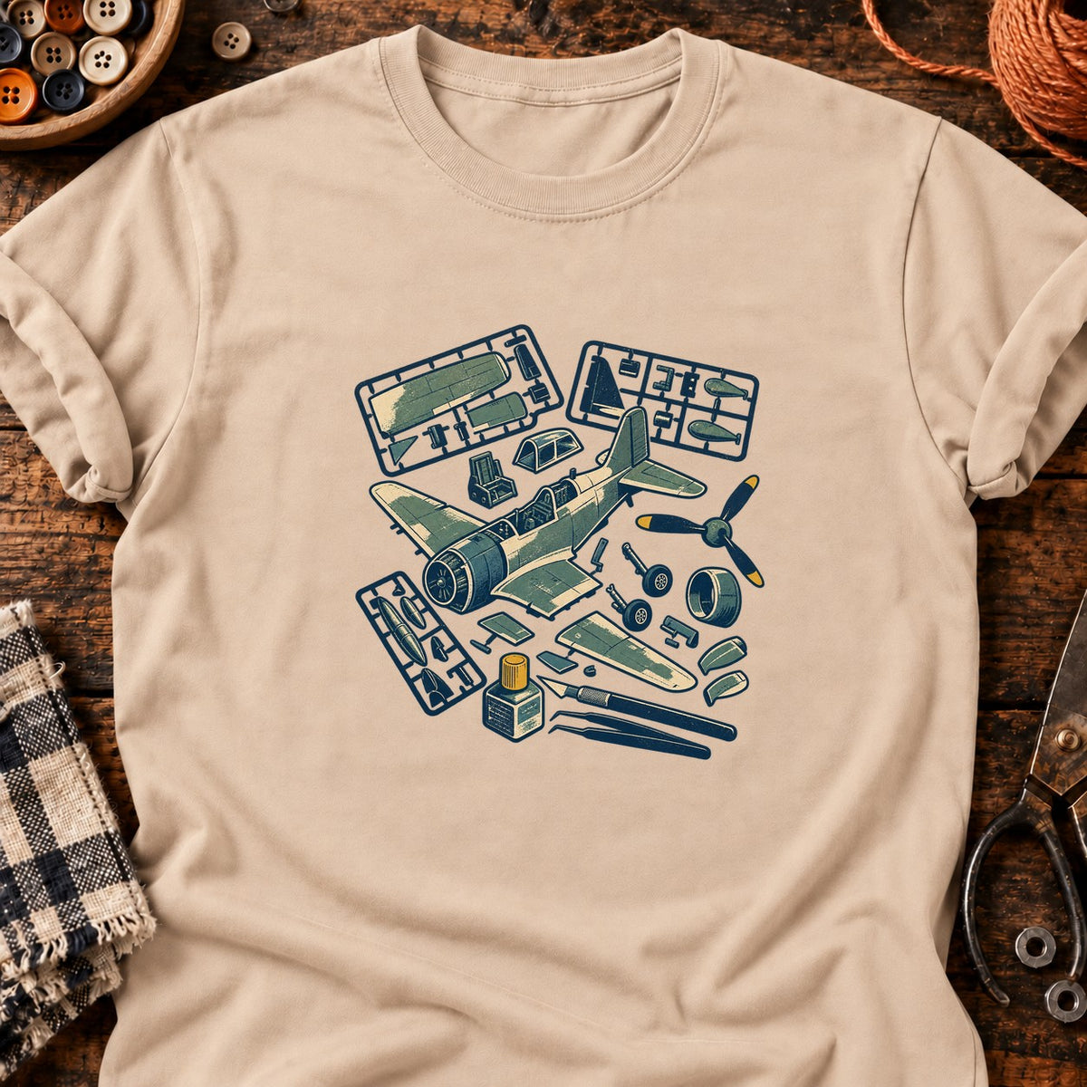 Avion en kit linogravé — T-shirt naturel