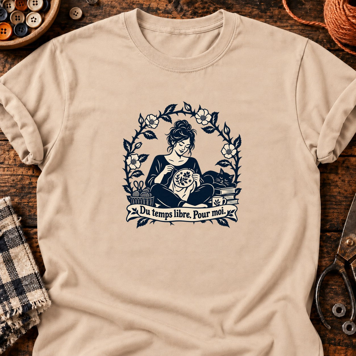 Du temps libre. Pour moi. — Broderie — T-shirt naturel