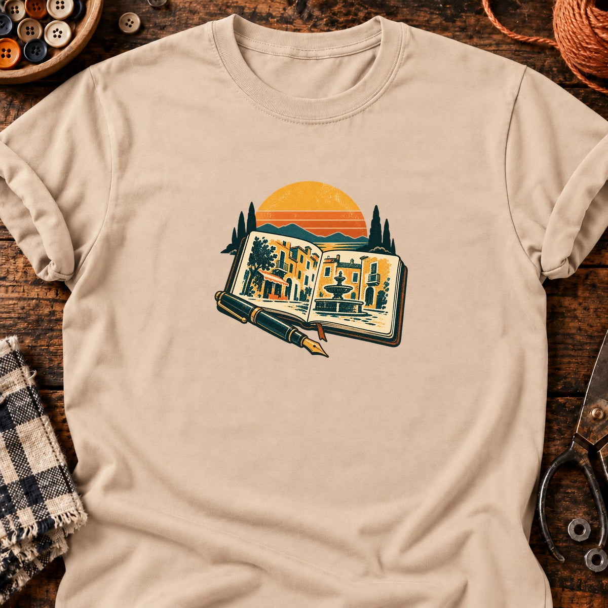 T-shirt Carnet de croquis urbains, coloris naturel