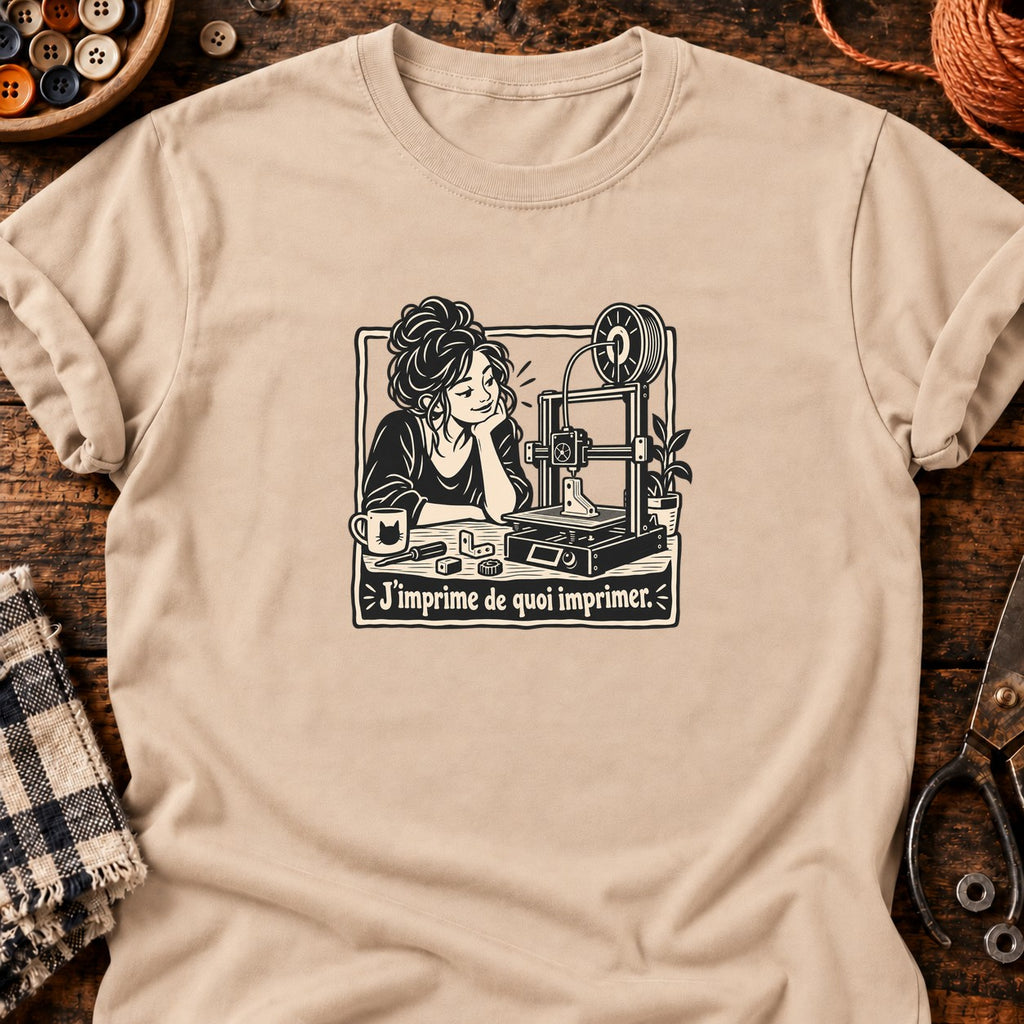 Femme et imprimante 3D J’imprime de quoi imprimer — T-shirt naturel