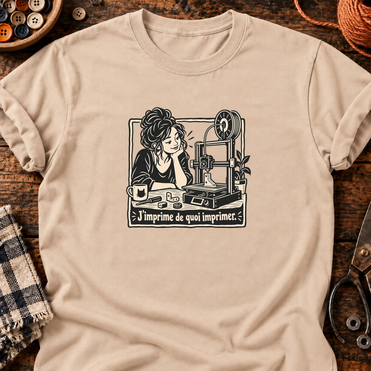 Femme et imprimante 3D J’imprime de quoi imprimer — T-shirt naturel