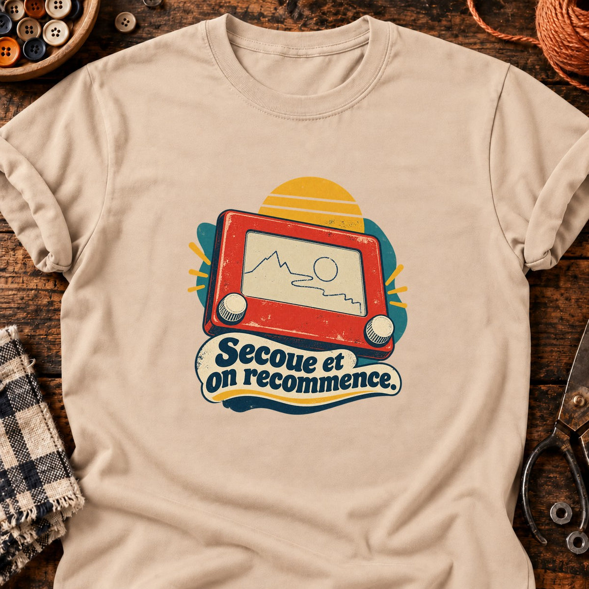 Jeu de dessin mécanique rétro — T-shirt naturel