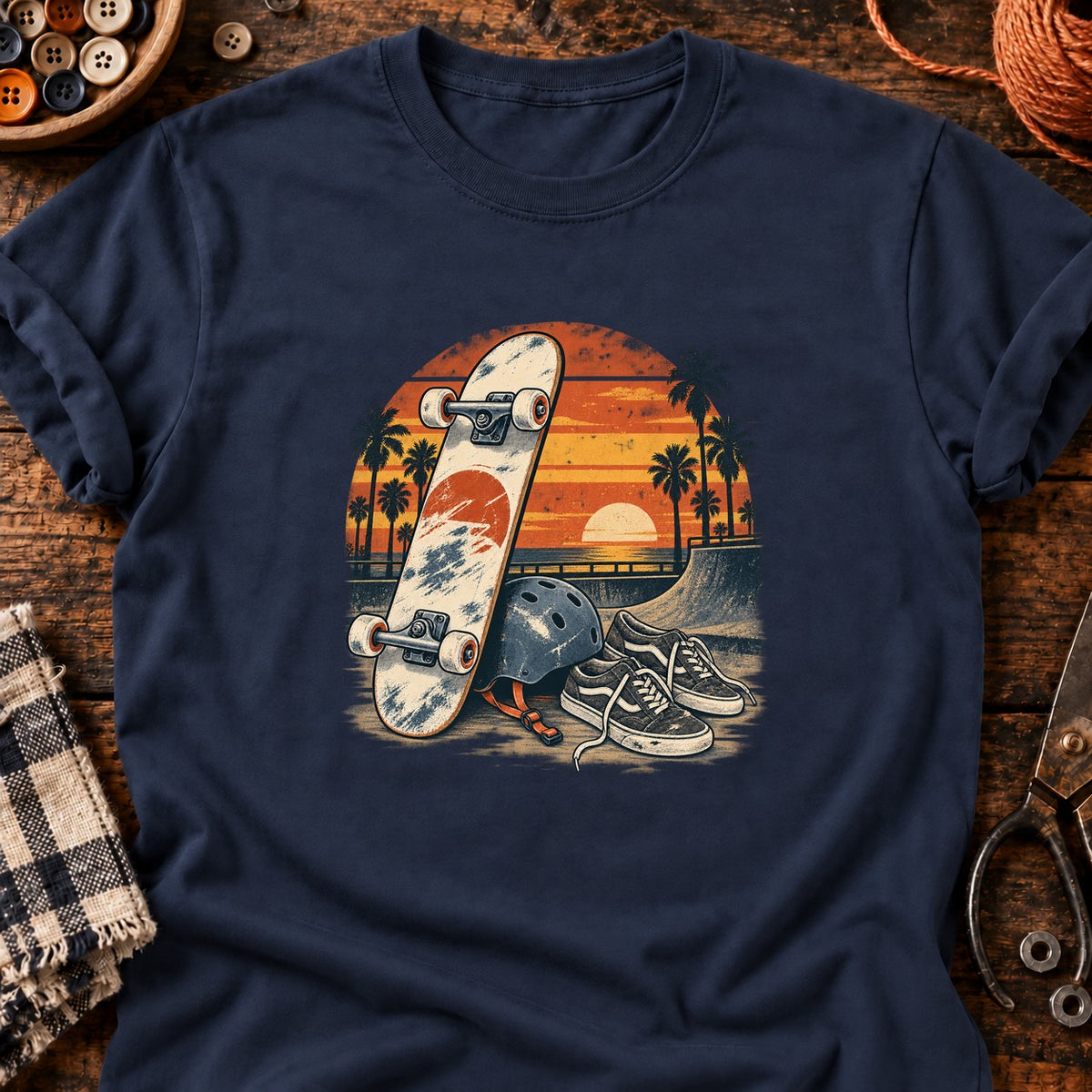 Planche usée et chaussures de skate T-Shirt — T-shirt Navy